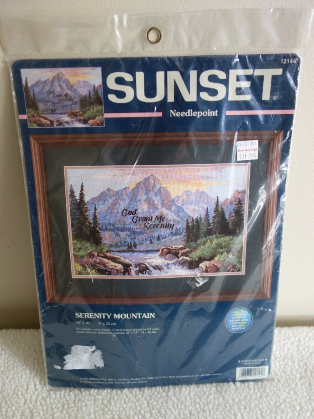 New NIP Vntg 1999 SUNSET Needlepoint #12144 “Serenity Mountain” 16” x 10”